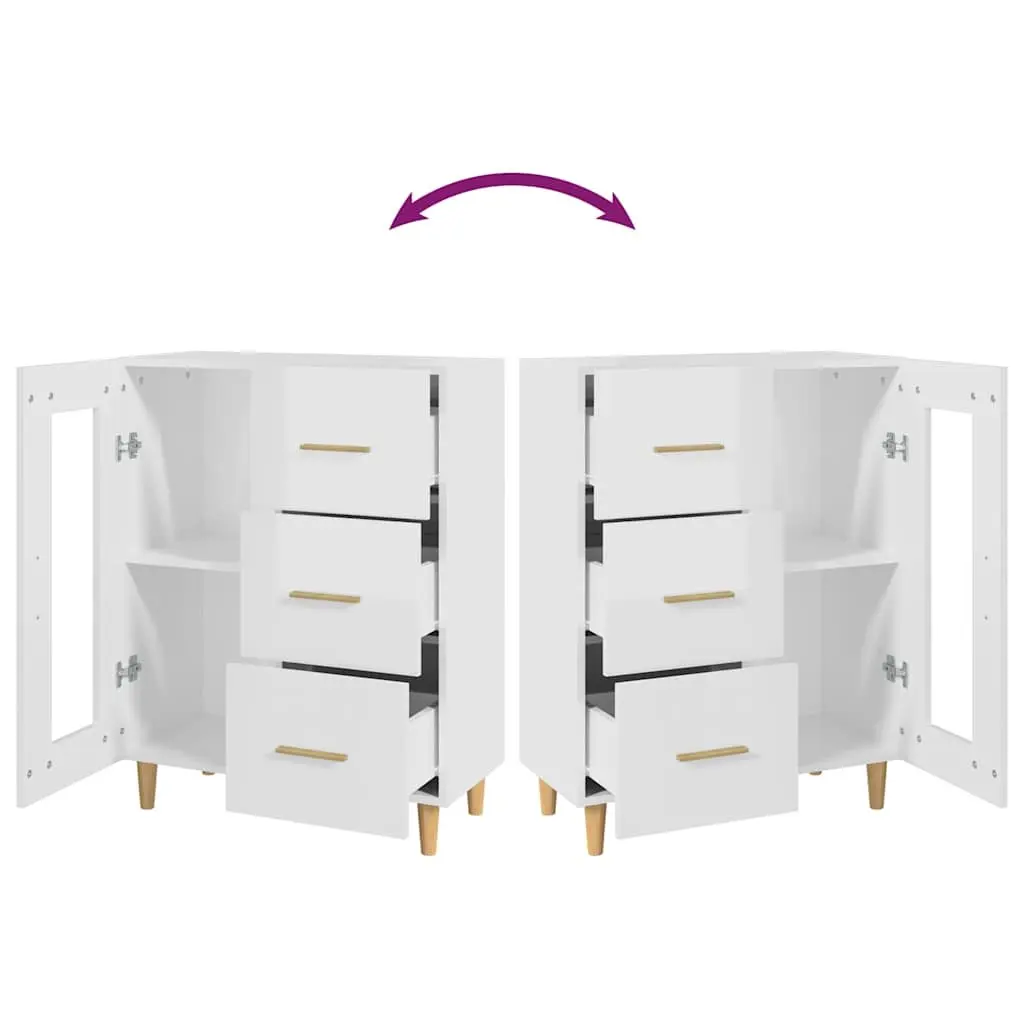 White High Gloss Sideboard with Glass Doors and Drawers