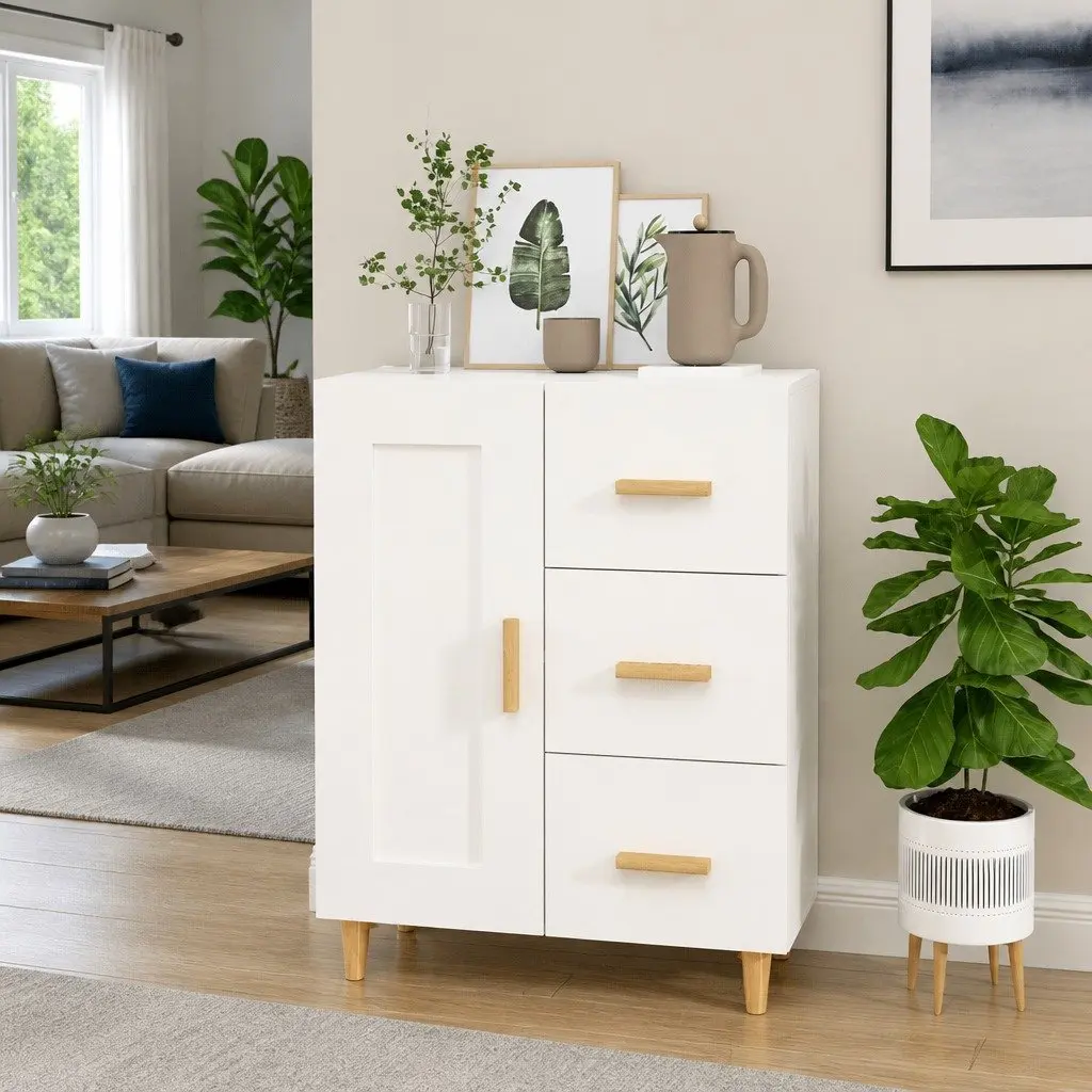 White High Gloss Sideboard Storage Cabinet