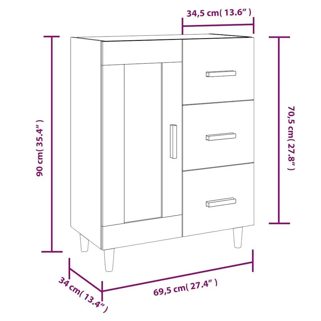 High Gloss White Sideboard Storage Cabinet for Living Rooms
