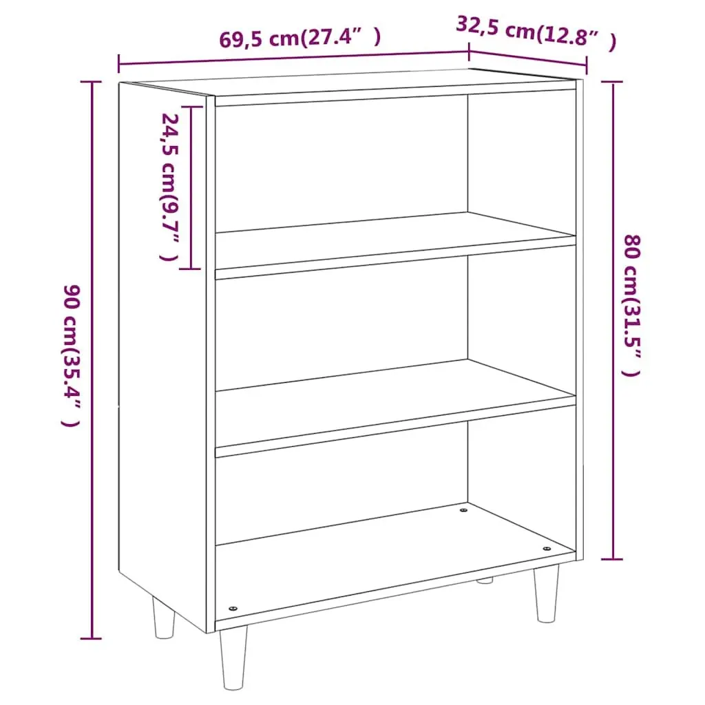 White Sideboard Cabinet Storage Furniture 3 Shelves Engineered Wood