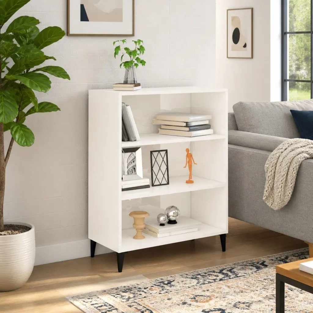 High Gloss White Sideboard Storage Cabinet 69.5x32.5x90cm