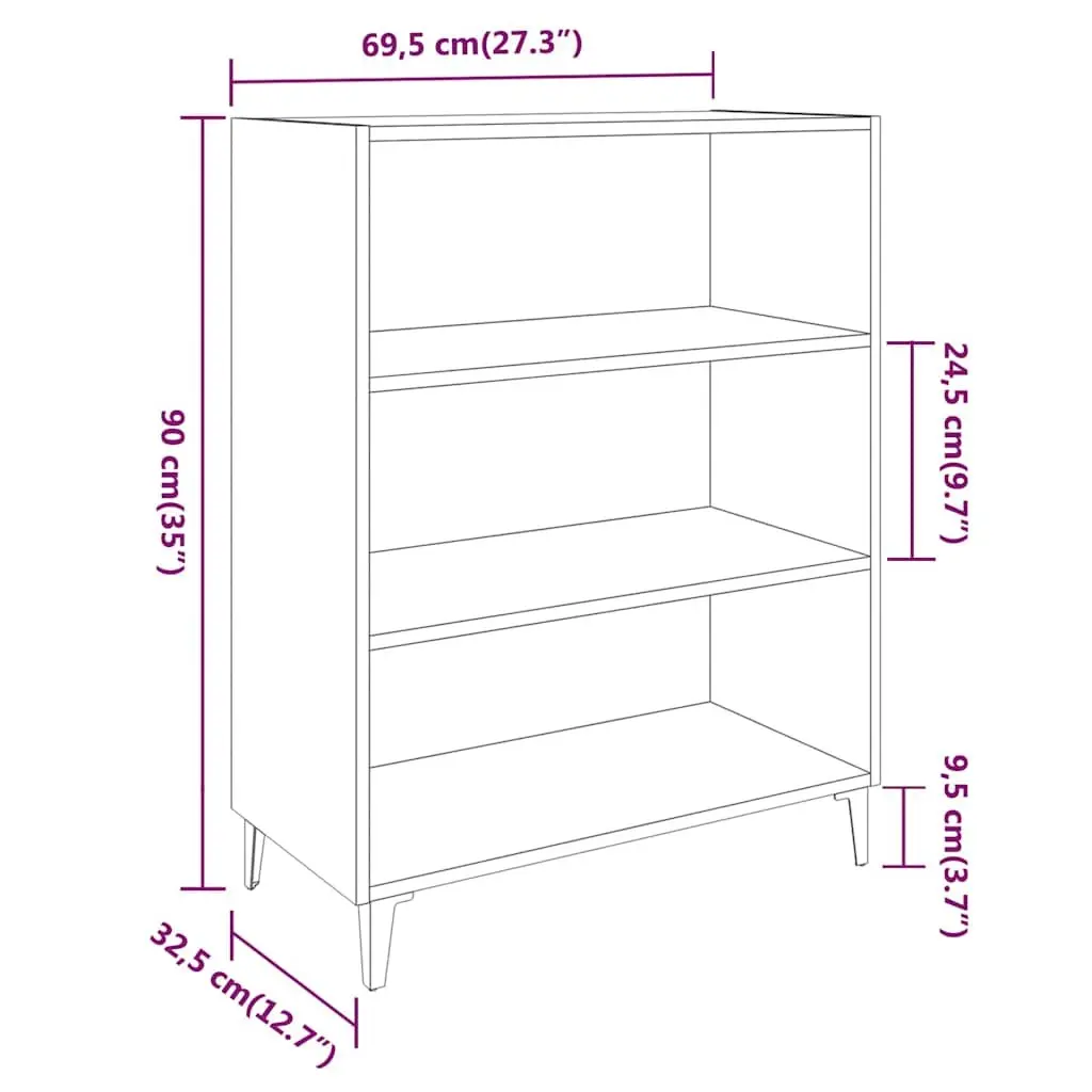 High Gloss White Sideboard Storage Cabinet 69.5x32.5x90cm