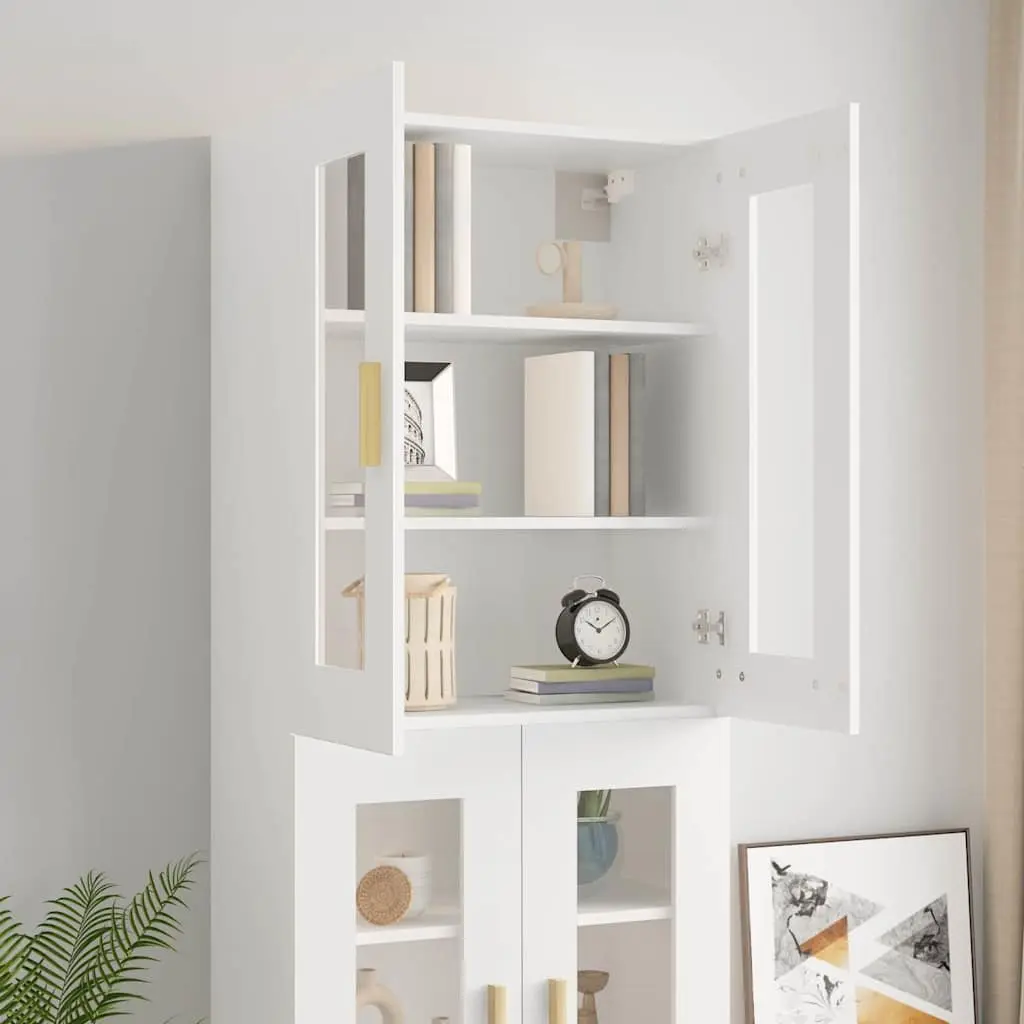 Hanging Wall Cabinet White Storage Organiser Engineered Wood 69.5x34x90cm