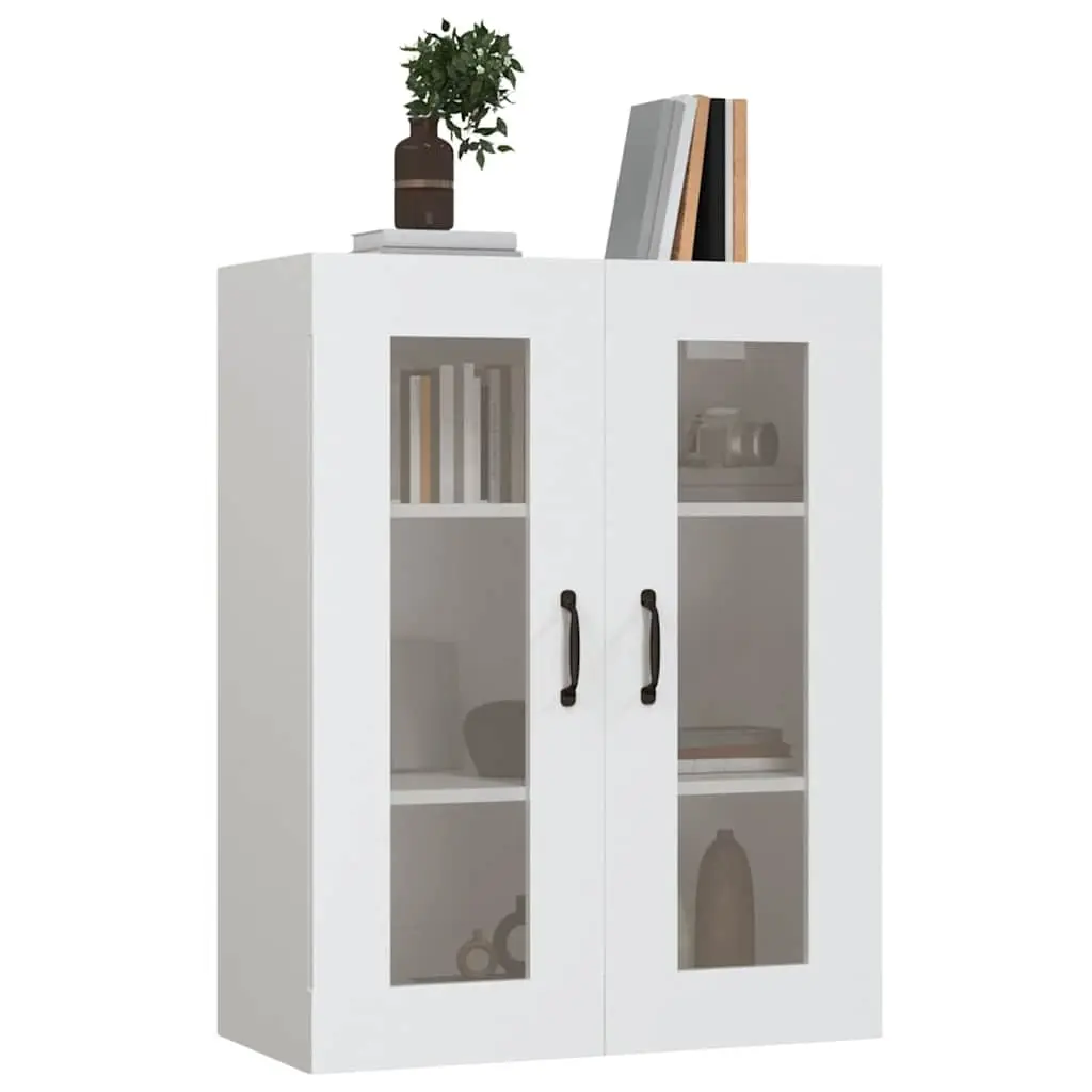 Hanging Wall Cabinet White Storage Organiser Engineered Wood Home Furniture