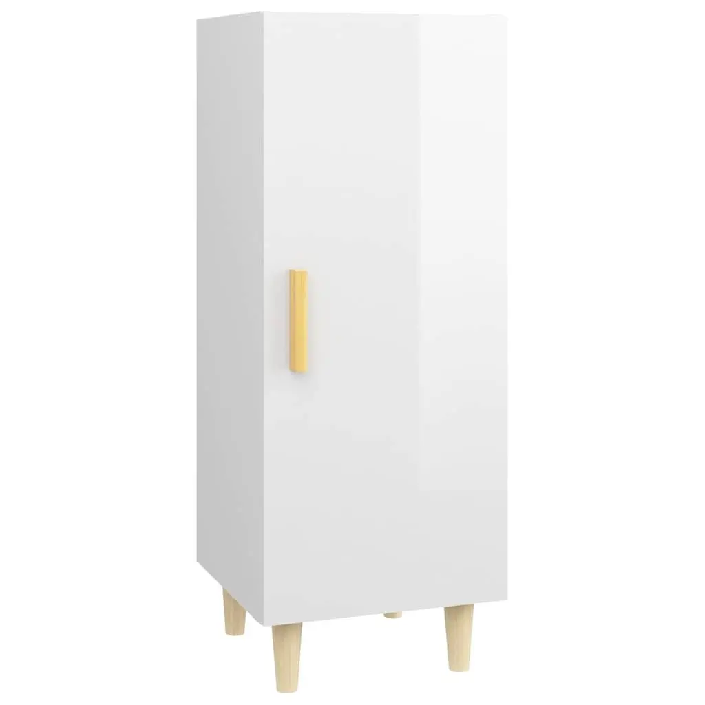 Sideboard High Gloss White 34.5x34x90cm Engineered Wood