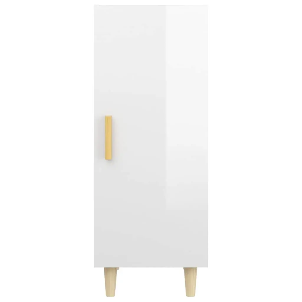 Sideboard High Gloss White 34.5x34x90cm Engineered Wood