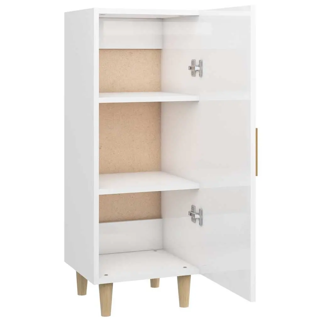 Sideboard High Gloss White 34.5x34x90cm Engineered Wood