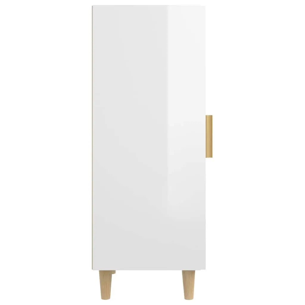 Sideboard High Gloss White 34.5x34x90cm Engineered Wood