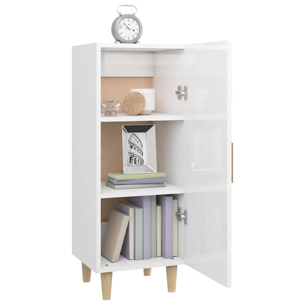 Sideboard High Gloss White 34.5x34x90cm Engineered Wood