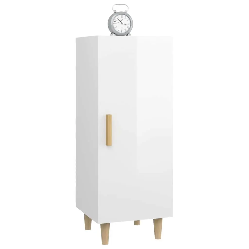 Sideboard High Gloss White 34.5x34x90cm Engineered Wood