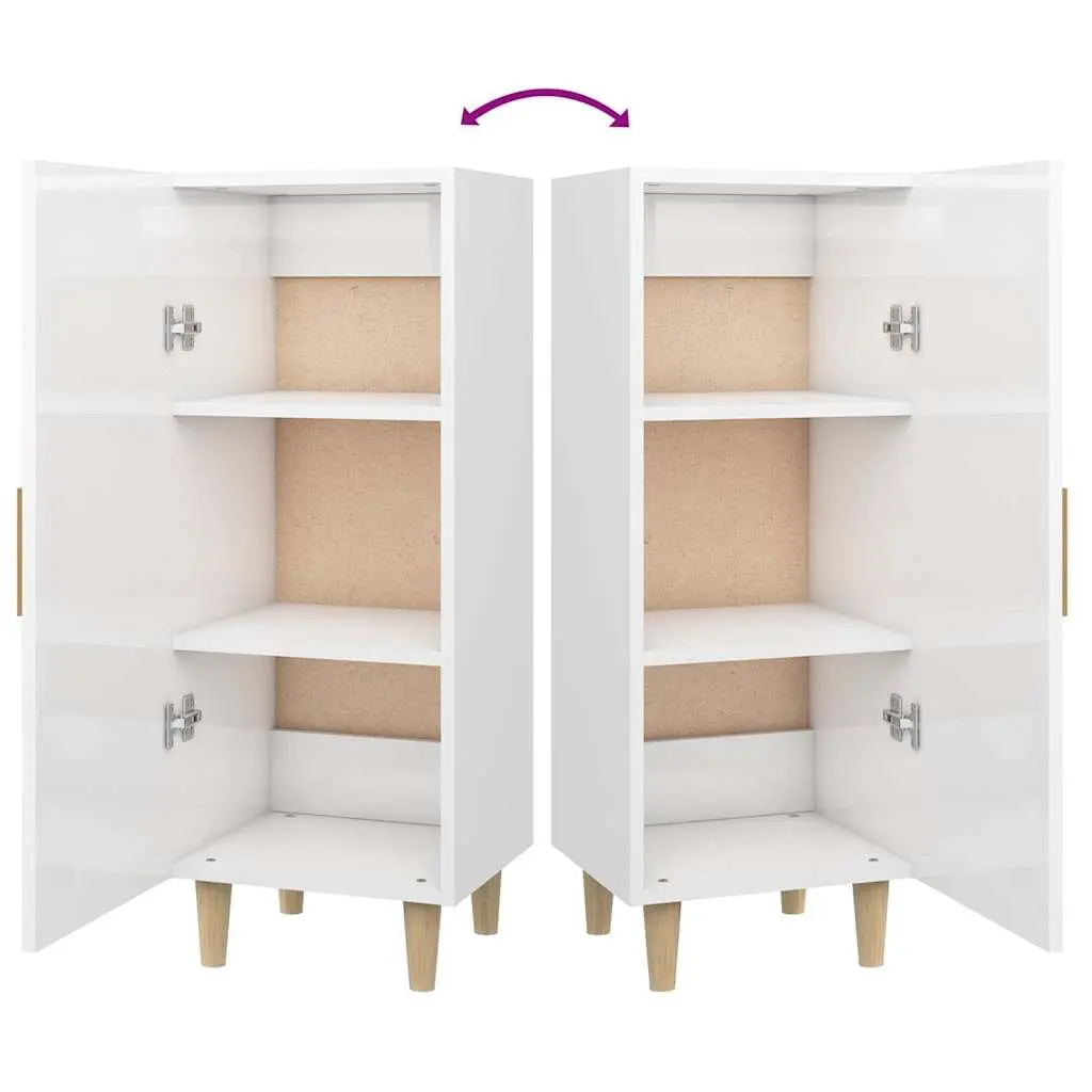 Sideboard High Gloss White 34.5x34x90cm Engineered Wood