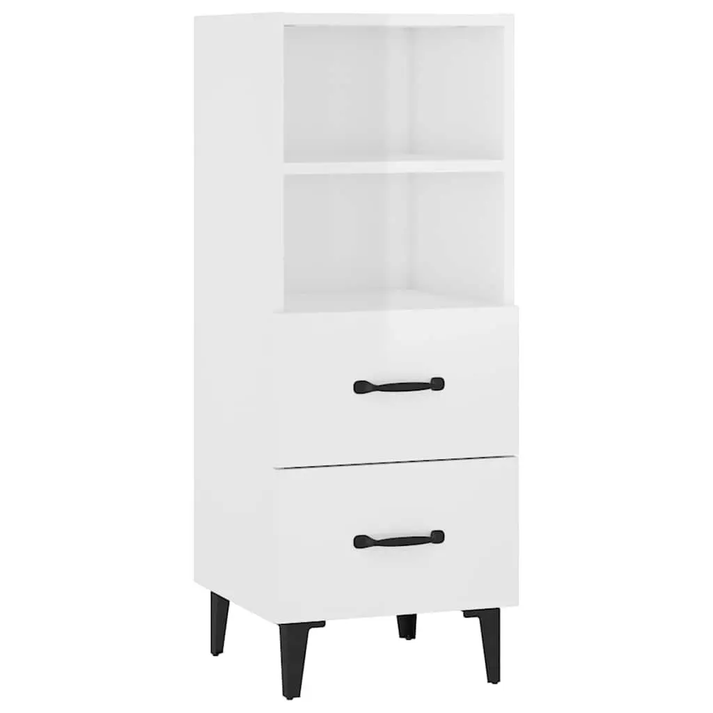 Sideboard High Gloss White 34.5x34x90cm Engineered Wood Storage Cabinet