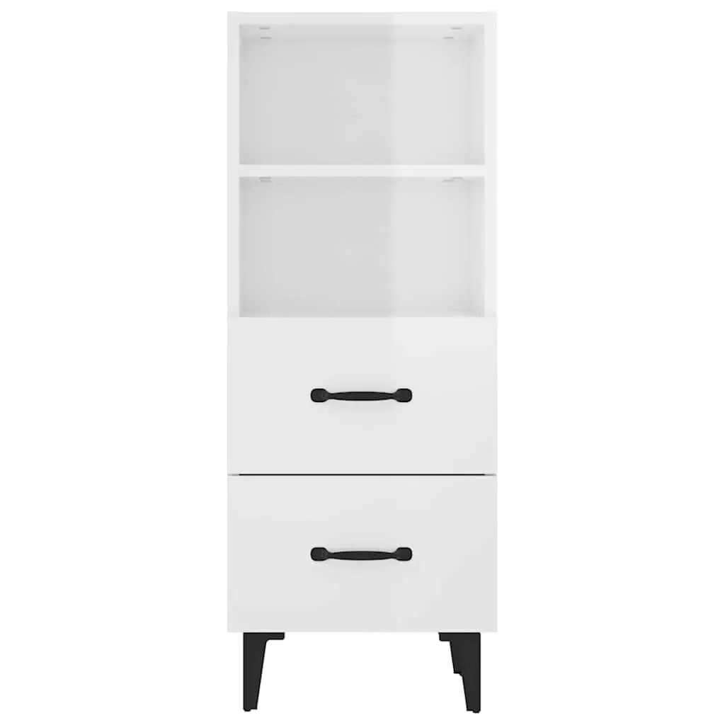 Sideboard High Gloss White 34.5x34x90cm Engineered Wood Storage Cabinet