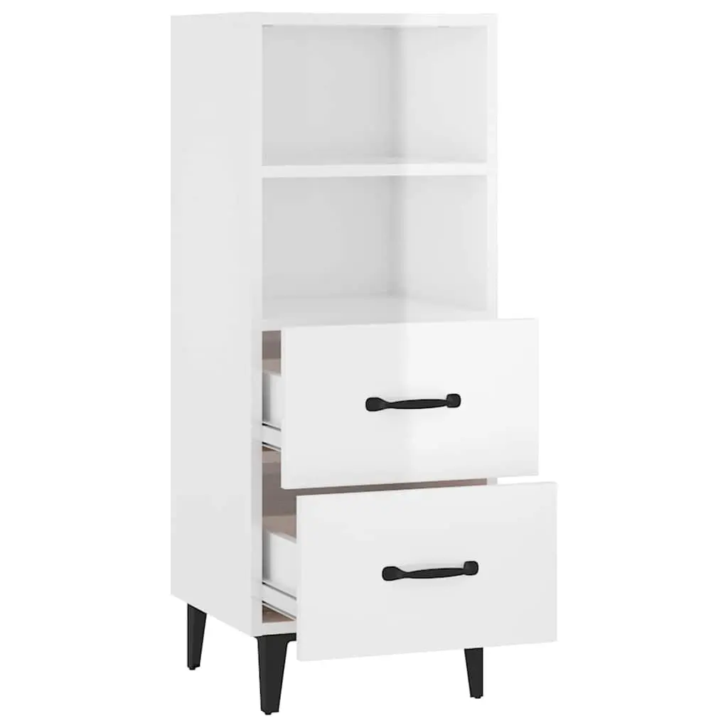 Sideboard High Gloss White 34.5x34x90cm Engineered Wood Storage Cabinet