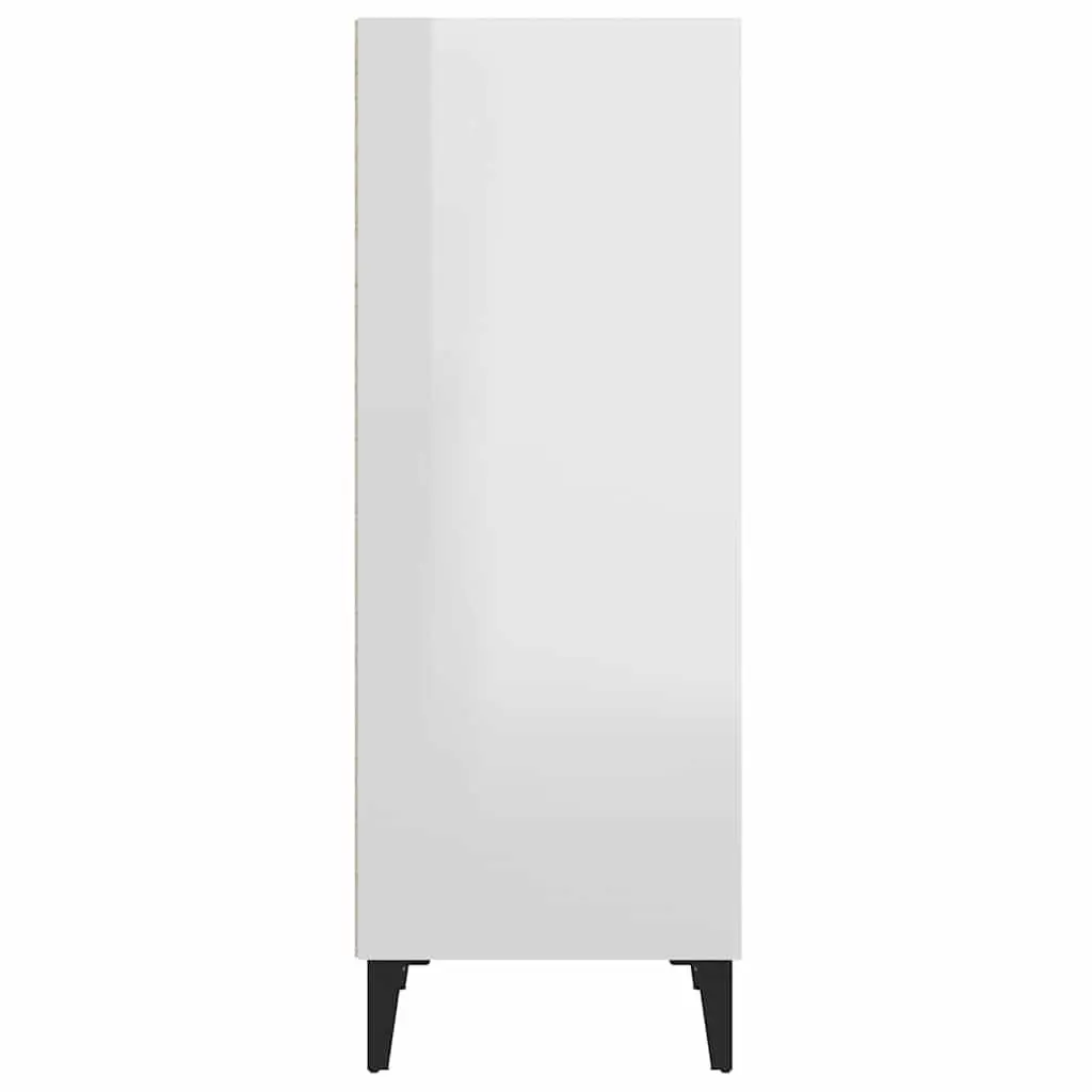 Sideboard Cabinet White High Gloss 34.5x32.5x90cm Engineered Wood with Metal Legs