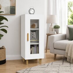 High Gloss White Sideboard Storage Cabinet with Glass Door