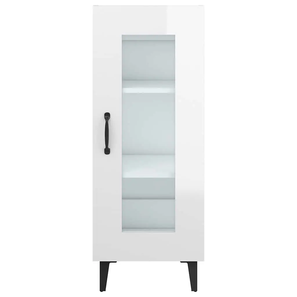 Sideboard Cabinet White High Gloss 90cm Engineered Wood