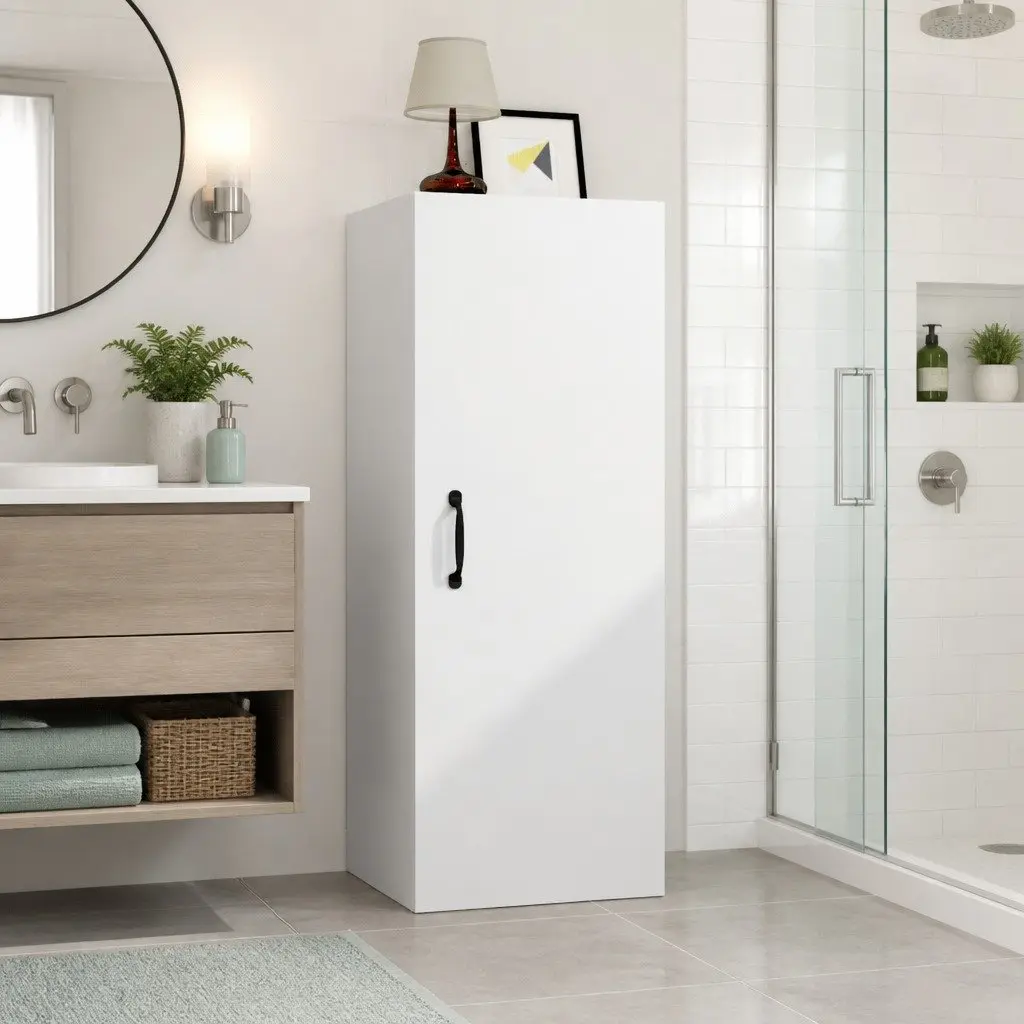 Hanging Wall Cabinet White 34.5x34x90 cm Engineered Wood Storage Organiser Shelving Unit