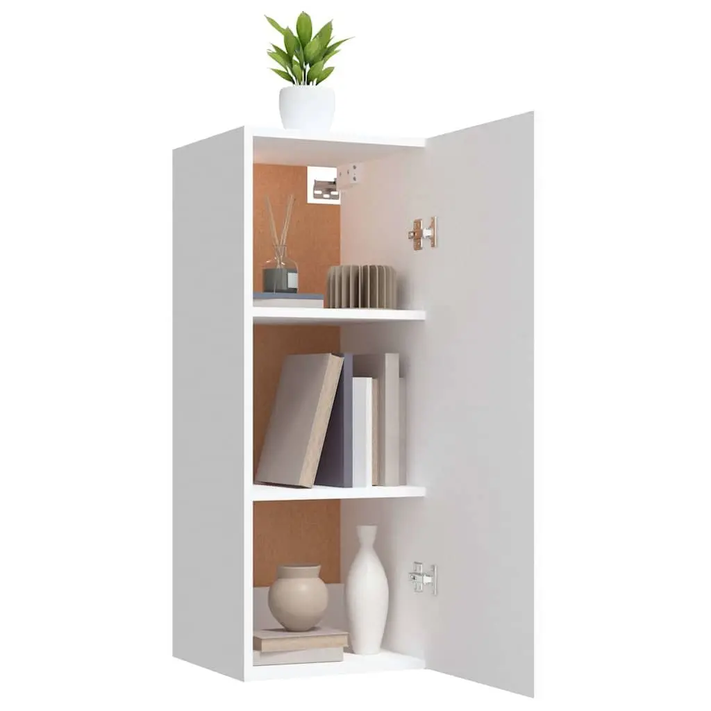Hanging Wall Cabinet White 34.5x34x90 cm Engineered Wood Storage Organiser Shelving Unit