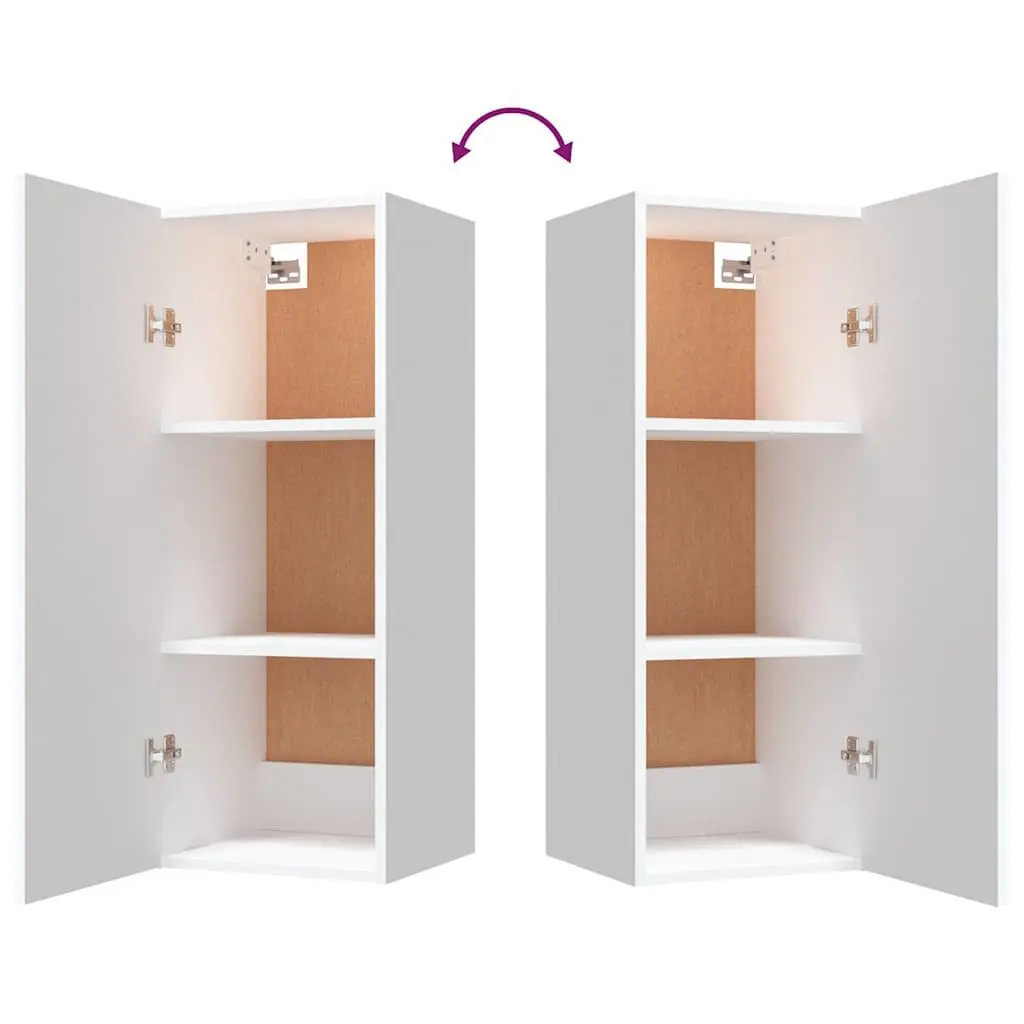 Hanging Wall Cabinet White 34.5x34x90 cm Engineered Wood Storage Organiser Shelving Unit