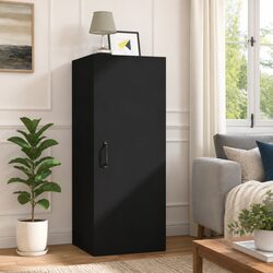 Hanging Wall Cabinet Black Storage Solution with 3 Compartments