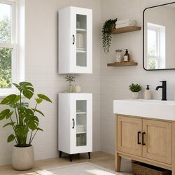 White Wall-Mounted Storage Cabinet with 3 Compartments