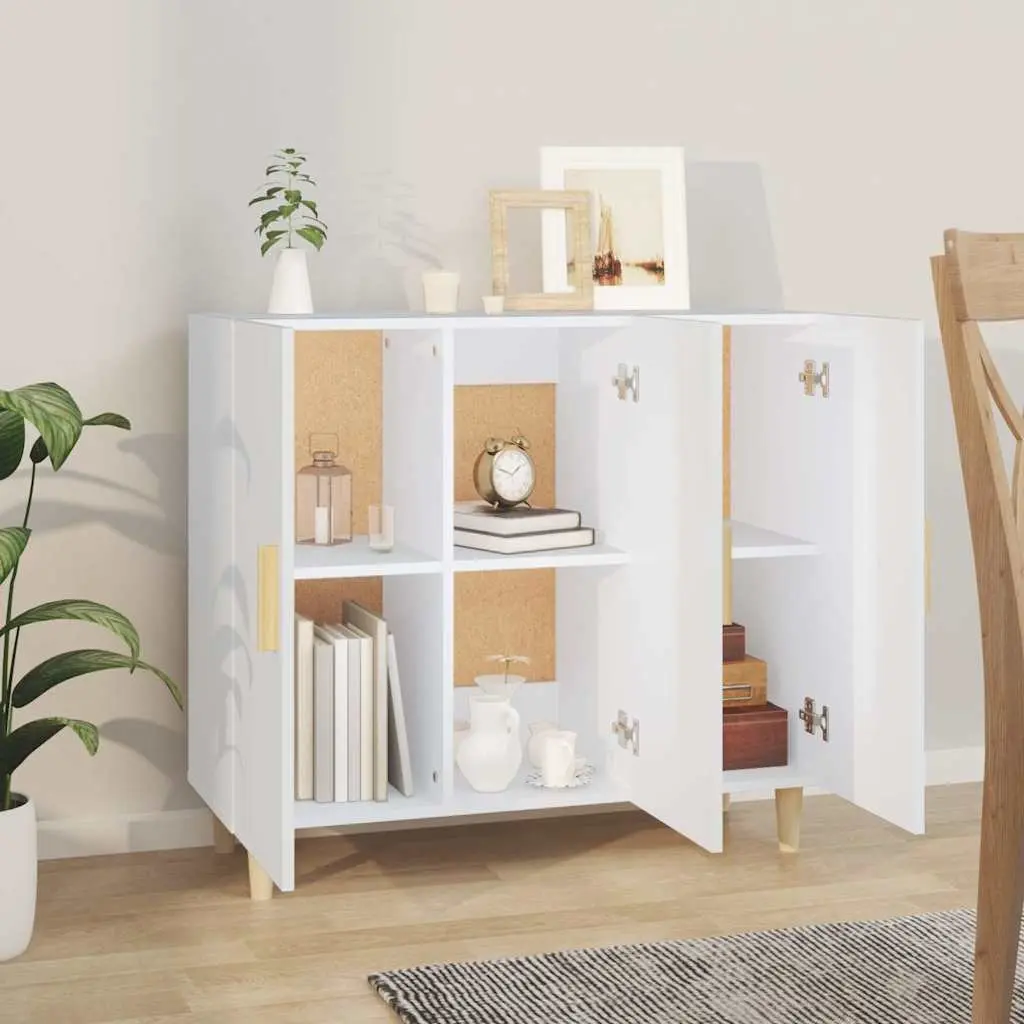 White Sideboard Storage Cabinet 90x34x80 cm