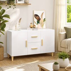 Elegant White Sideboard 100x36x60cm with Storage