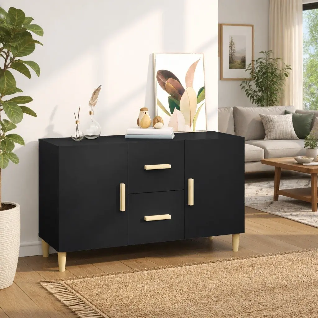 Black Sideboard Storage Cabinet 100x36x60 cm