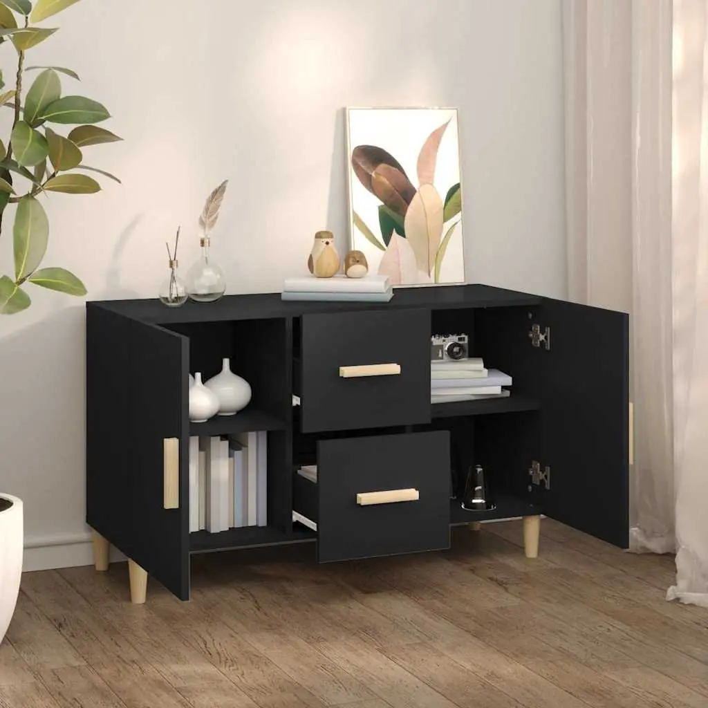 Black Sideboard Storage Cabinet 100x36x60 cm
