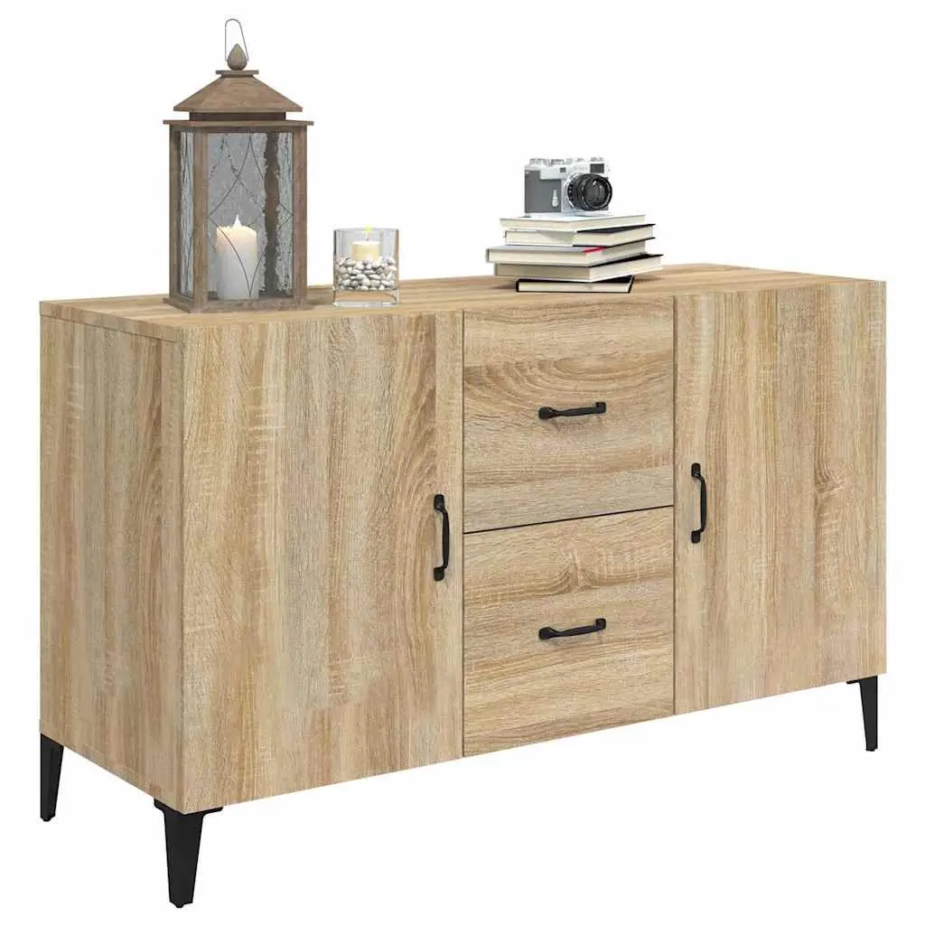 Brown Engineered Wood Sideboard with Storage and Display