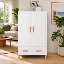 White Highboard Storage Cabinet 70x31x115 cm