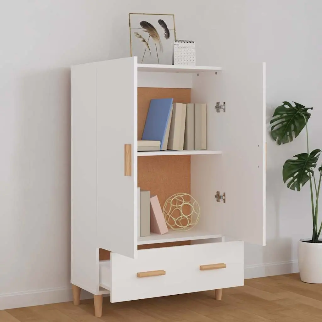 White Highboard Storage Cabinet 70x31x115 cm