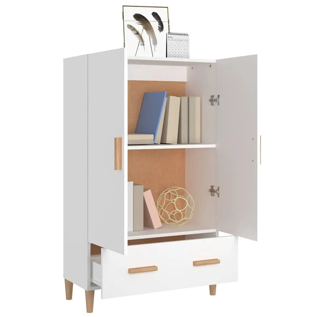 White Highboard Storage Cabinet 70x31x115 cm