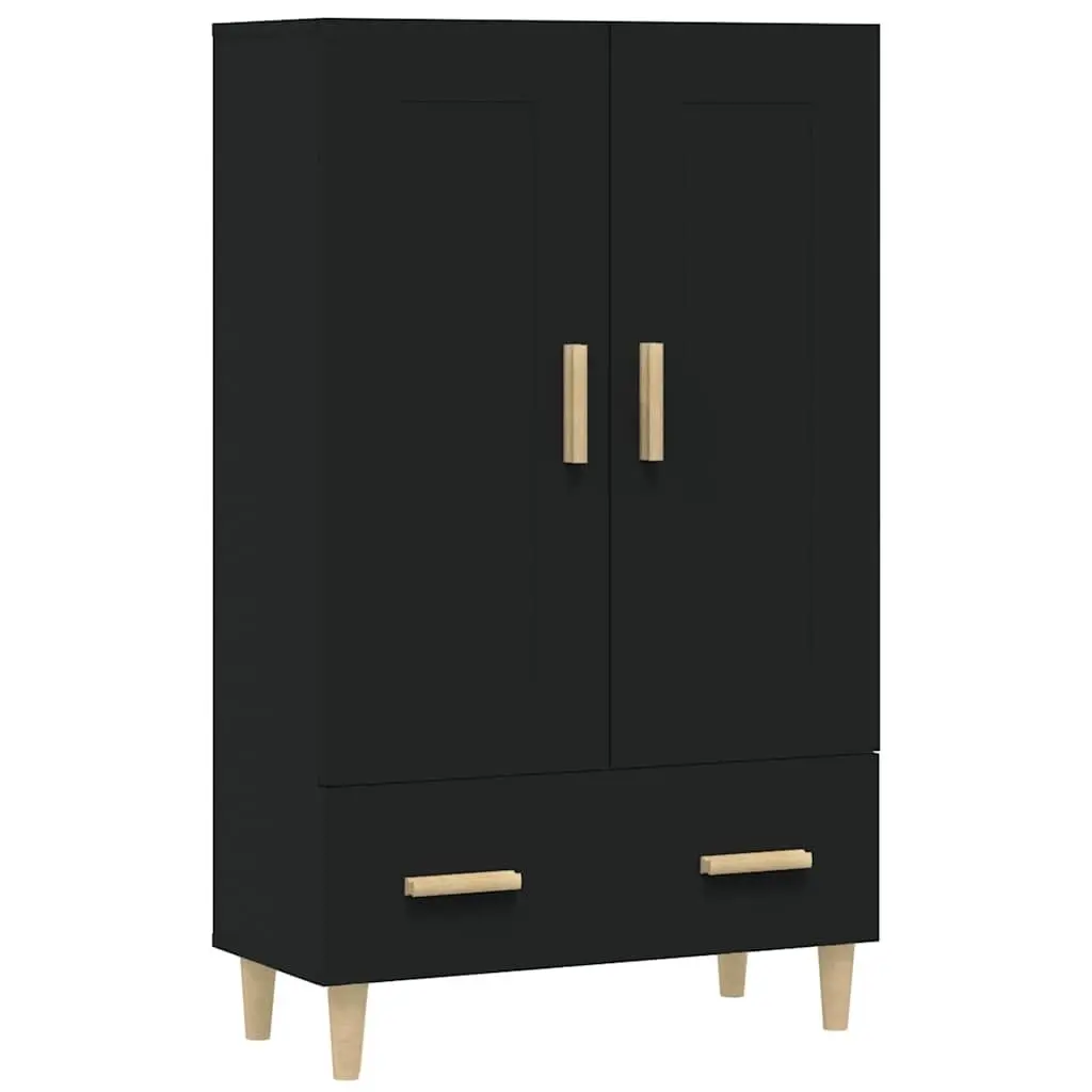 Black Highboard Sideboard Storage Cabinet 70x31x115cm Engineered Wood