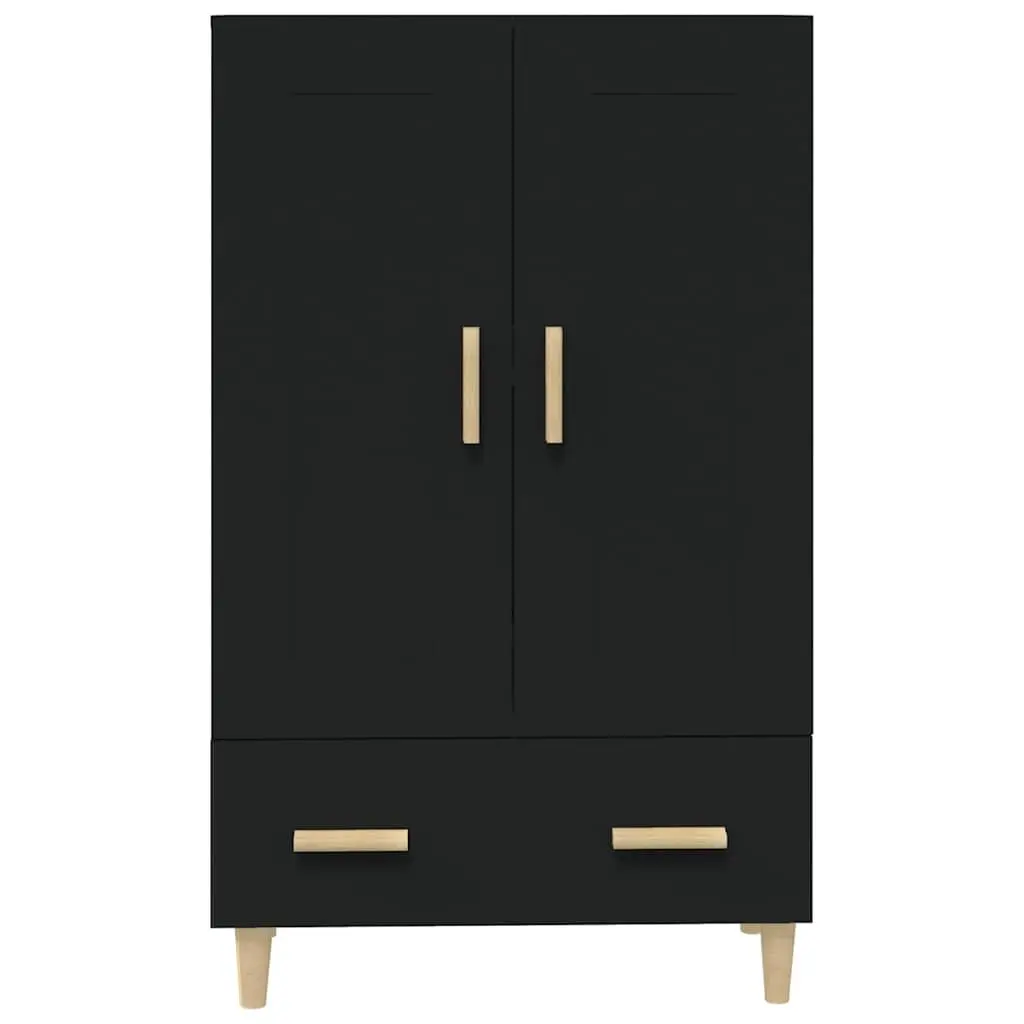 Black Highboard Sideboard Storage Cabinet 70x31x115cm Engineered Wood