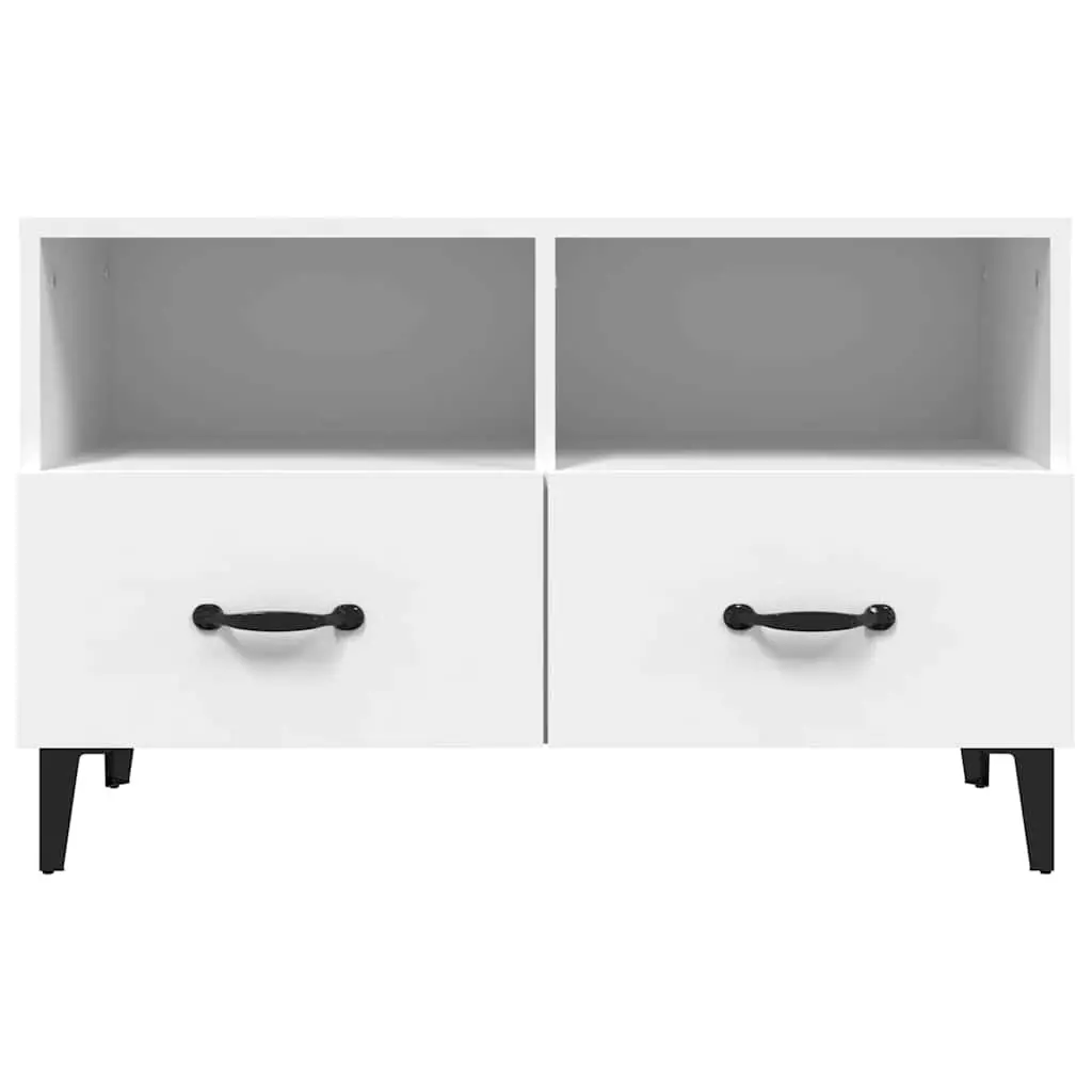 TV Cabinet White Engineered Wood Media Unit Storage Drawers Compartments 80 x 36 x 50 cm