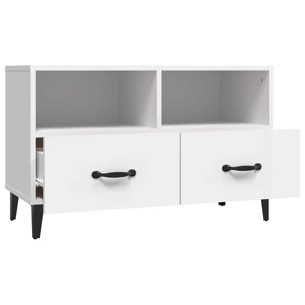 TV Cabinet White Engineered Wood Media Unit Storage Drawers Compartments 80 x 36 x 50 cm