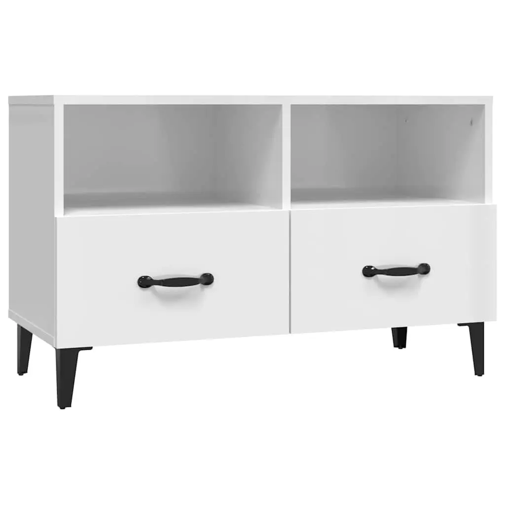 TV Cabinet High Gloss White Media Unit 80cm Engineered Wood