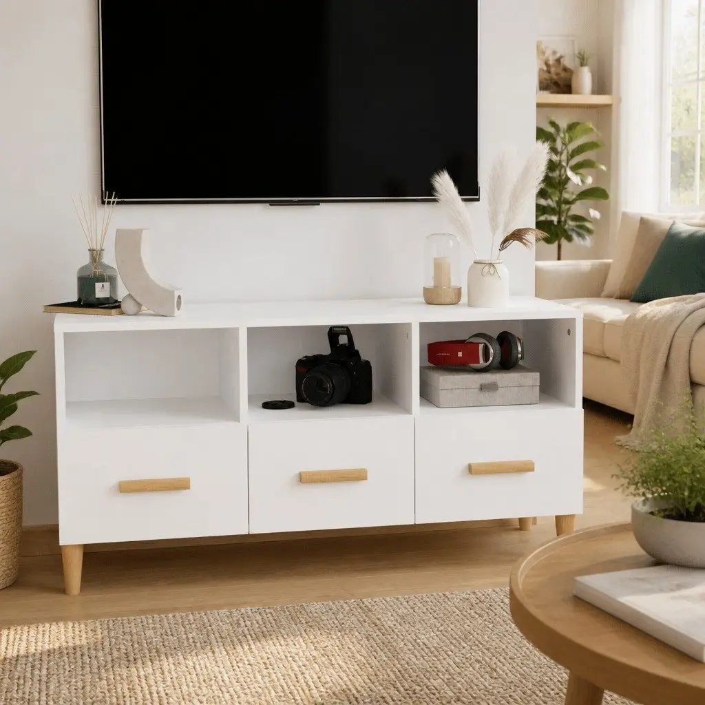 TV Cabinet White Modern 102x36x50 cm Engineered Wood