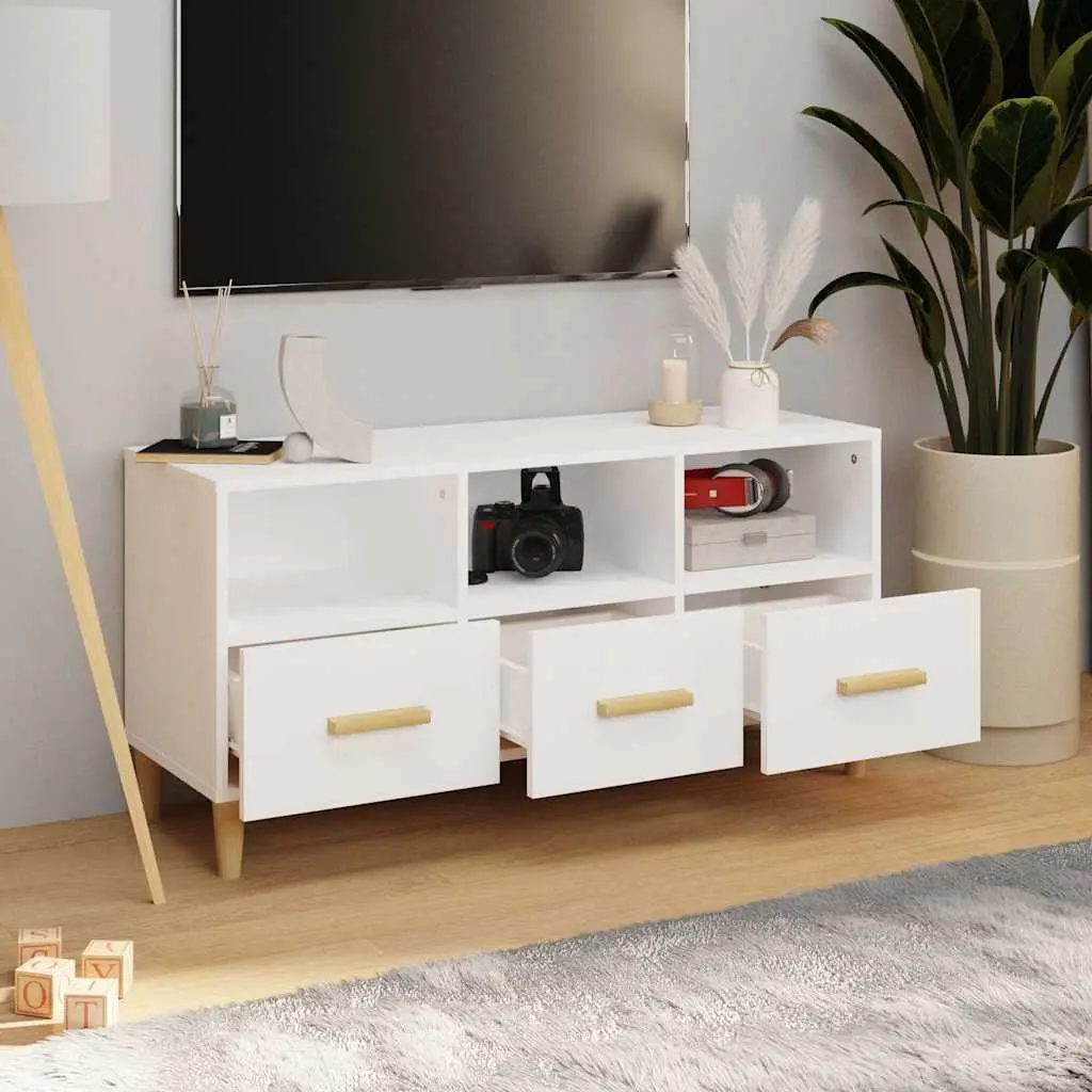 TV Cabinet White Modern 102x36x50 cm Engineered Wood