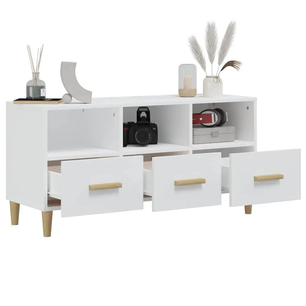 TV Cabinet White Modern 102x36x50 cm Engineered Wood