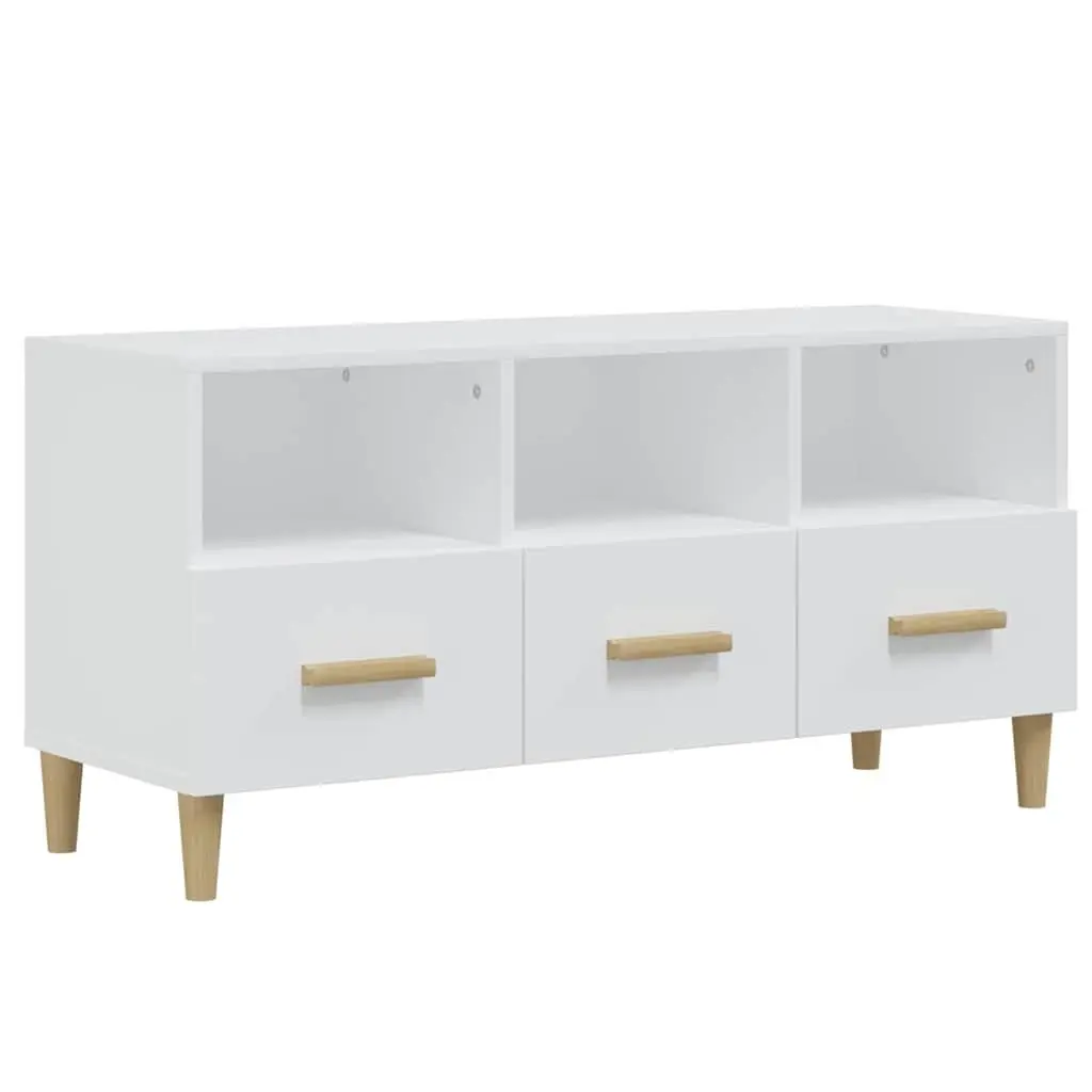 TV Cabinet High Gloss White Modern Media Unit Engineered Wood Storage Drawers Compartments