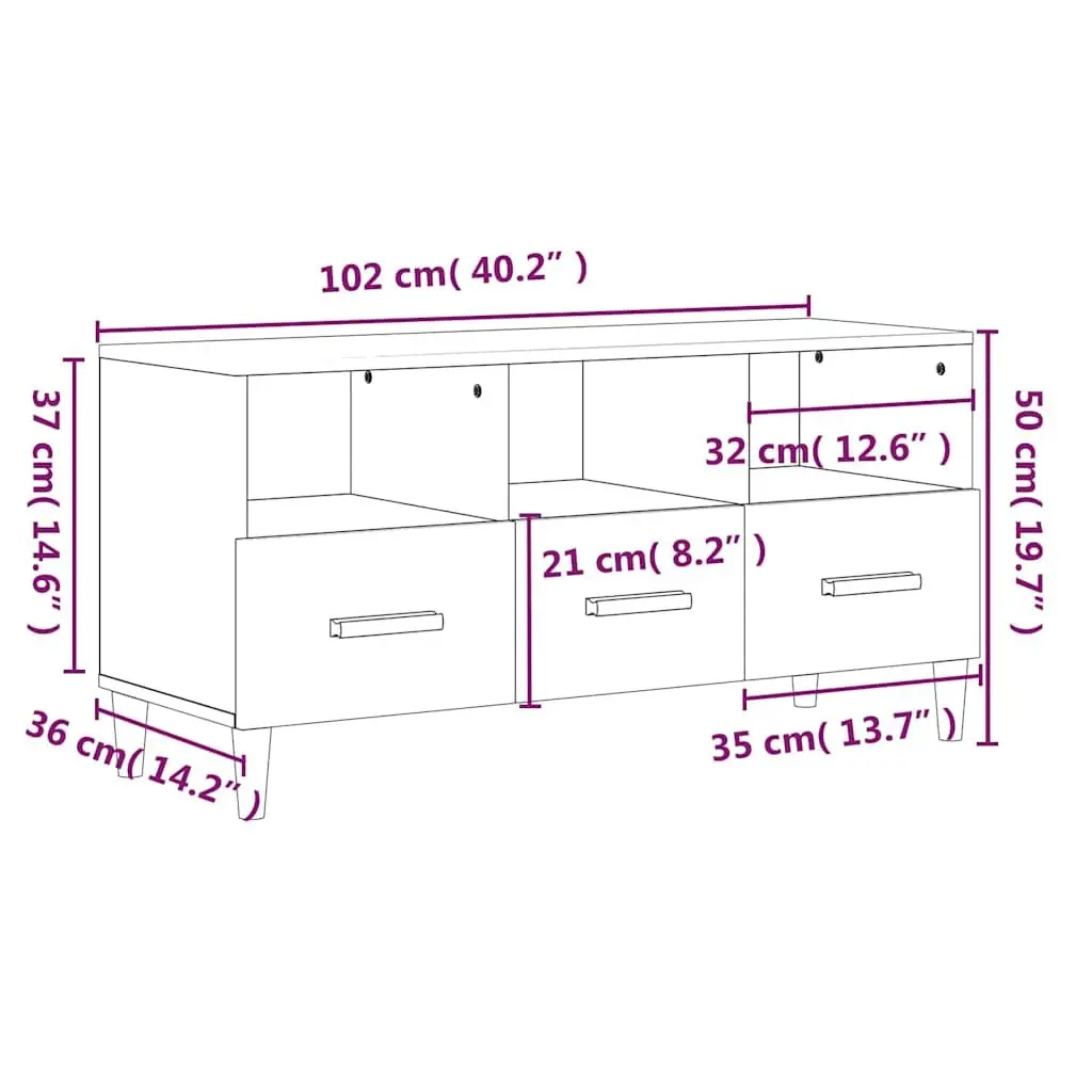 TV Cabinet High Gloss White Modern Media Unit Engineered Wood Storage Drawers Compartments
