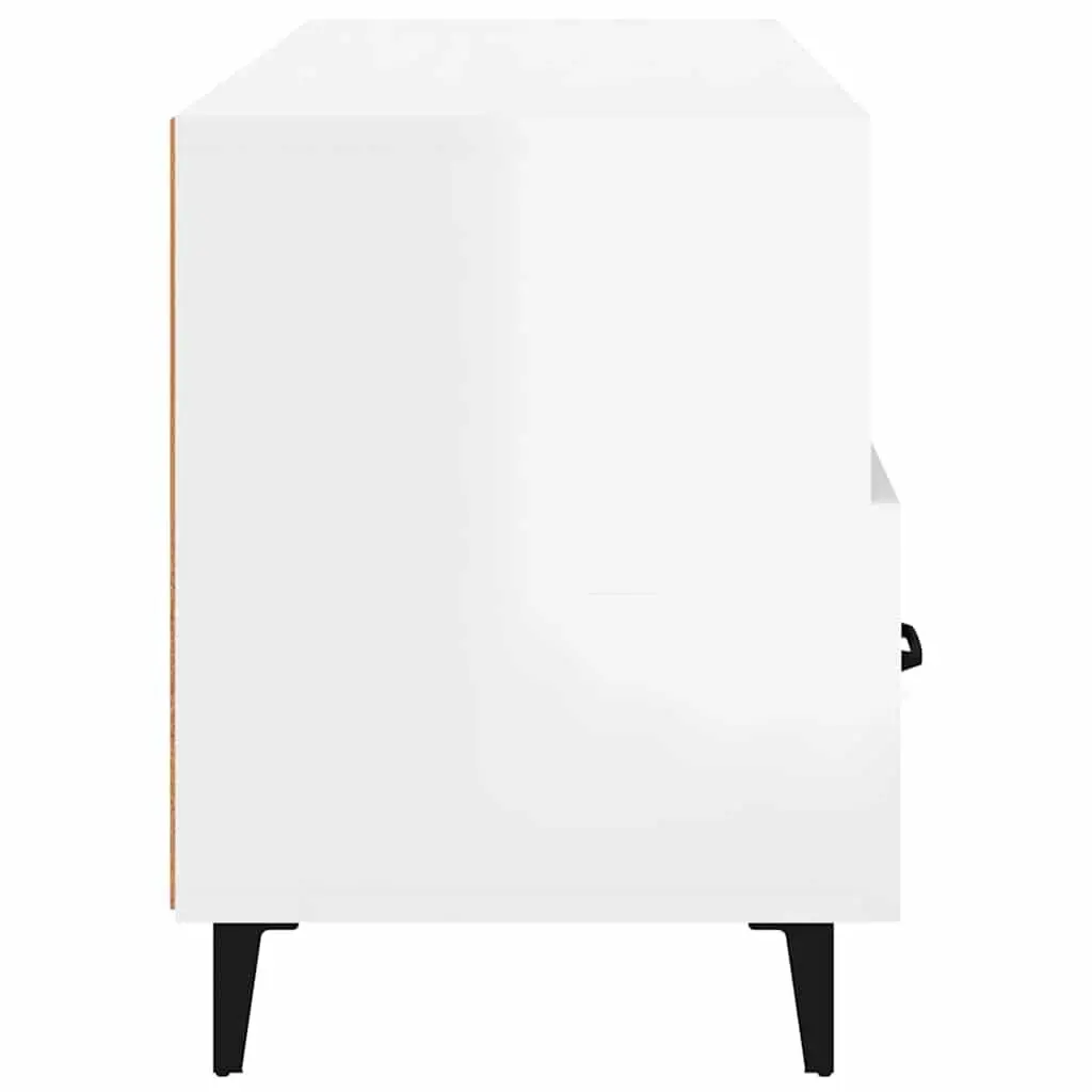 TV Cabinet High Gloss White Modern Media Unit Storage Drawers Shelves Engineered Wood 102 x 35 x 50 cm