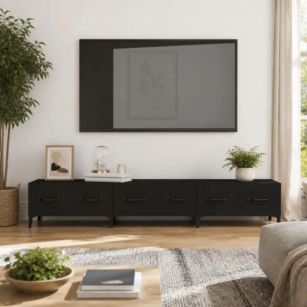 TV Cabinet Black Media Unit 150 x 30 cm Engineered Wood