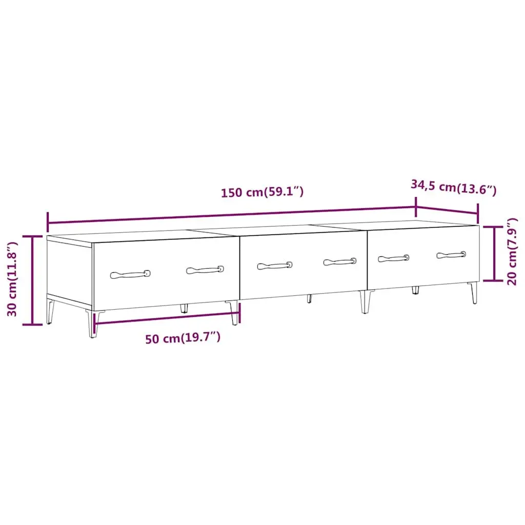 TV Cabinet Black Media Unit 150 x 30 cm Engineered Wood