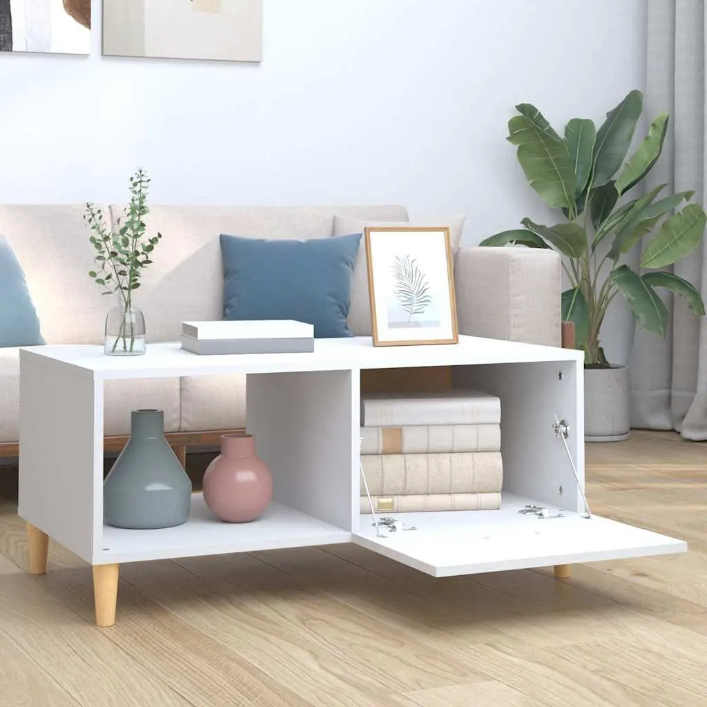 Coffee Table White 89.5x50x40cm Engineered Wood Living Room Side End Table