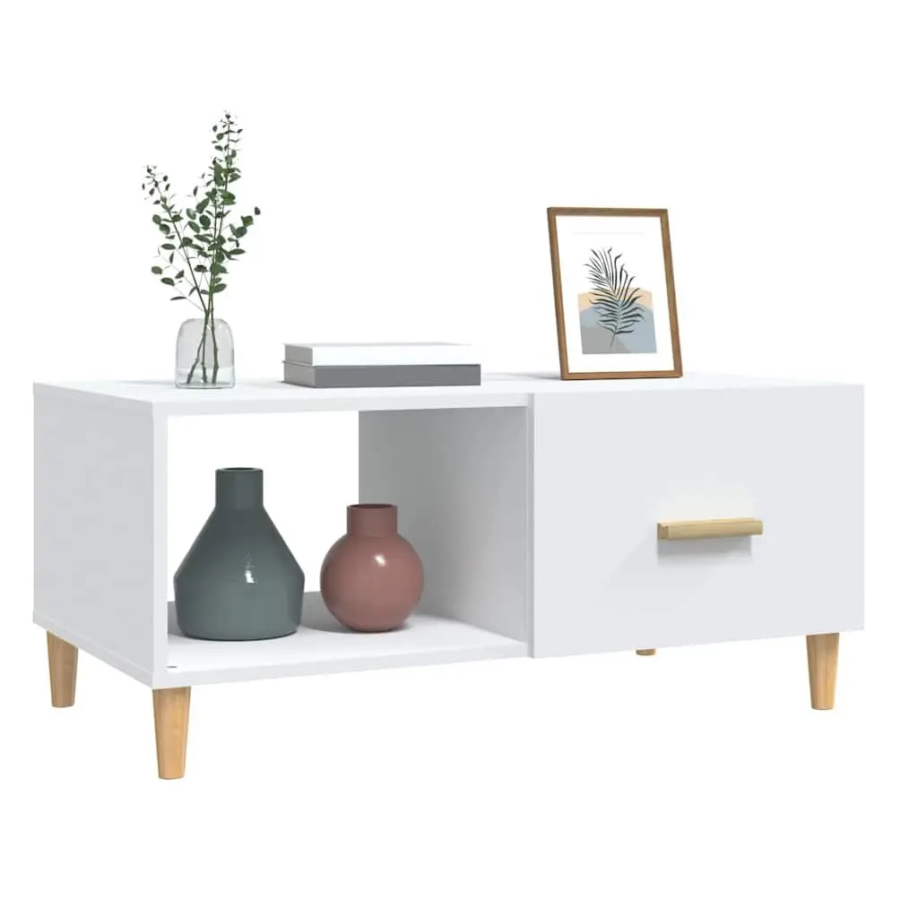 Coffee Table White 89.5x50x40cm Engineered Wood Living Room Side End Table