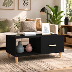 Modern Black Coffee Table with Storage for Living Room